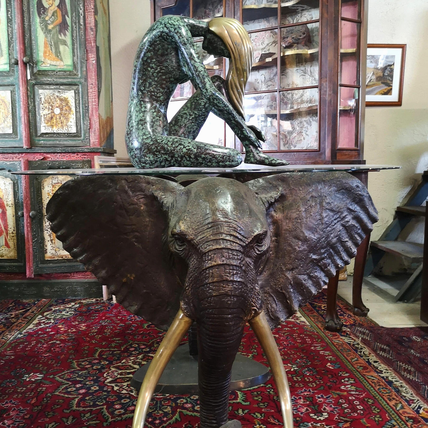 Table éléphant en bronze